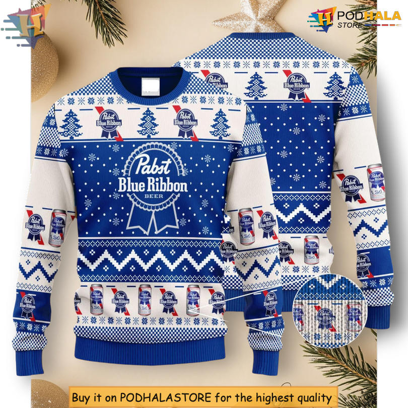 Pabst Blue Ribbon Beer Lover Classic Vintage Logo Festive Holiday Christmas Sweater Pabst Blue Ribbon Beer Lover Classic Vintage Logo Festive Holiday Christmas Sweater