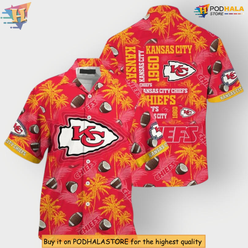 Palm Touchdown Tropical Kansas City Chiefs Vacation Hawaiian Shirt Custom