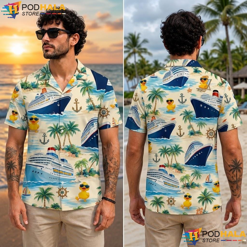 Palm Tree Rubber Duck Aloha Shirt Vibrant Tropical Cruise Apparel Palm Tree Rubber Duck Aloha Shirt Vibrant Tropical Cruise Apparel