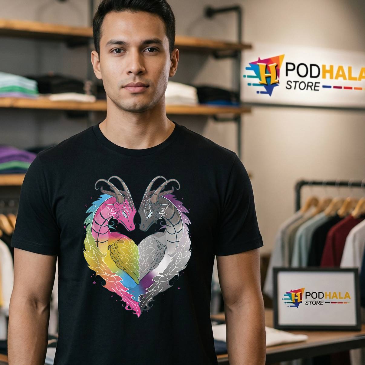 Pansexual Asexual Dragons LGBT Shirt Pan Ace Gay Pride Flag Graphic Men