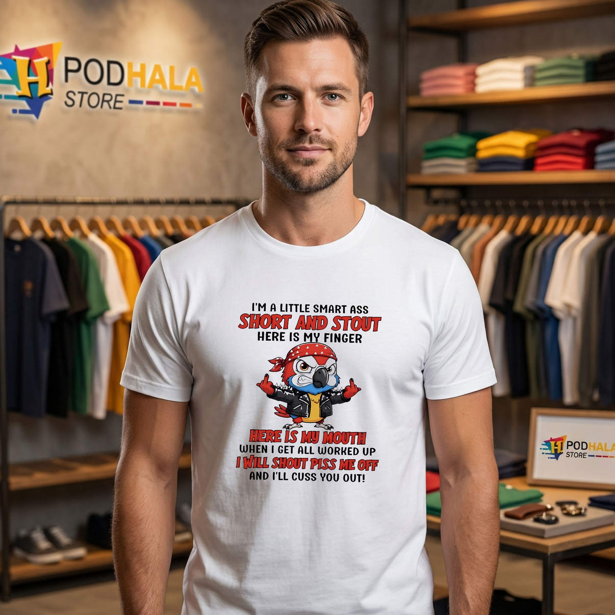 Parrot Im A Little Smart Ass Shirt Funny Animal Meme Humor Graphic Casual