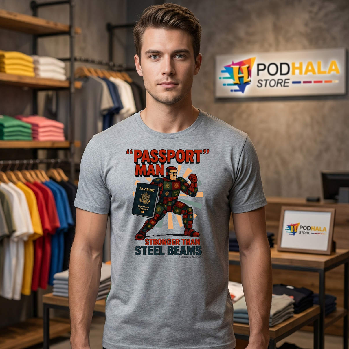 Passport Man Stronger Than Steel Shirt Beams Funny Meme Graphic Design Men Passport Man Stronger Than Steel Shirt Beams Funny Meme Graphic Design Men