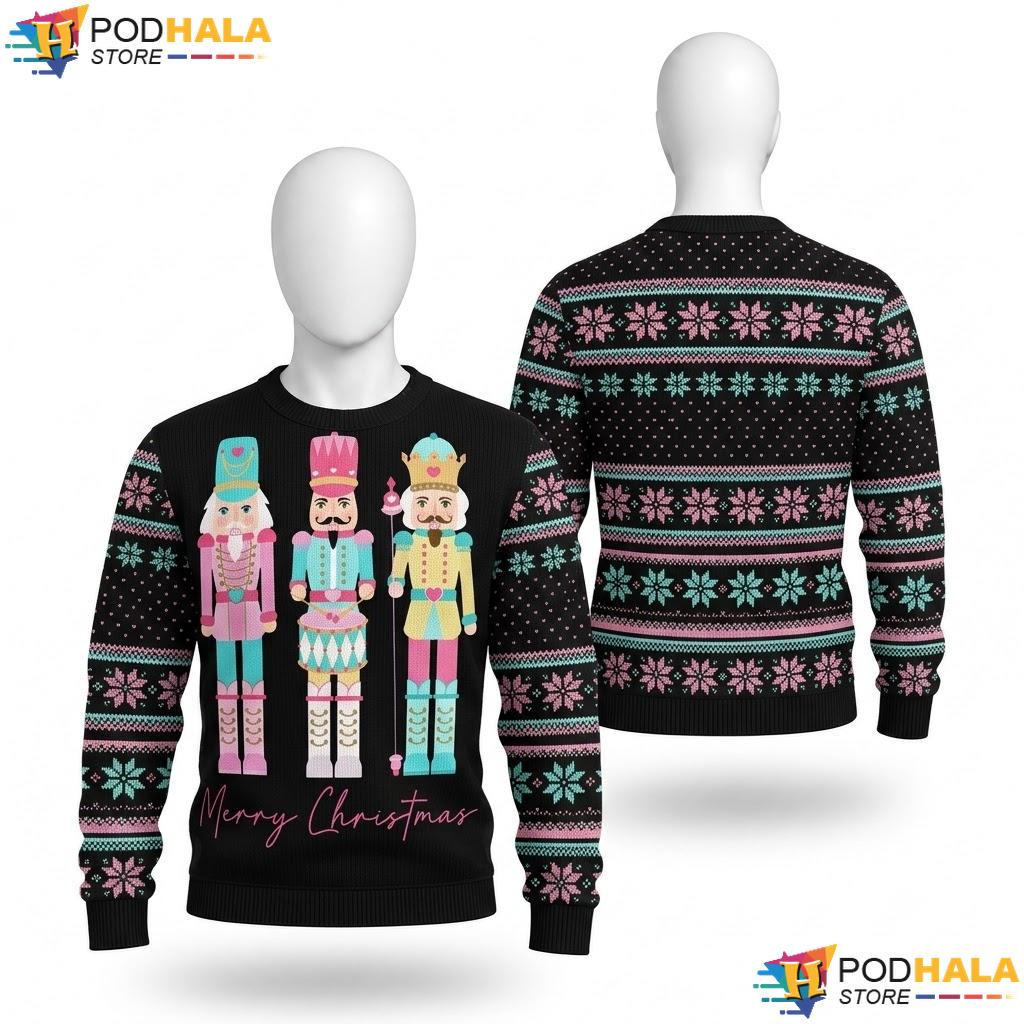 Pastel Nutcracker Doll Ugly Christmas Sweater Nuts About Holiday Top