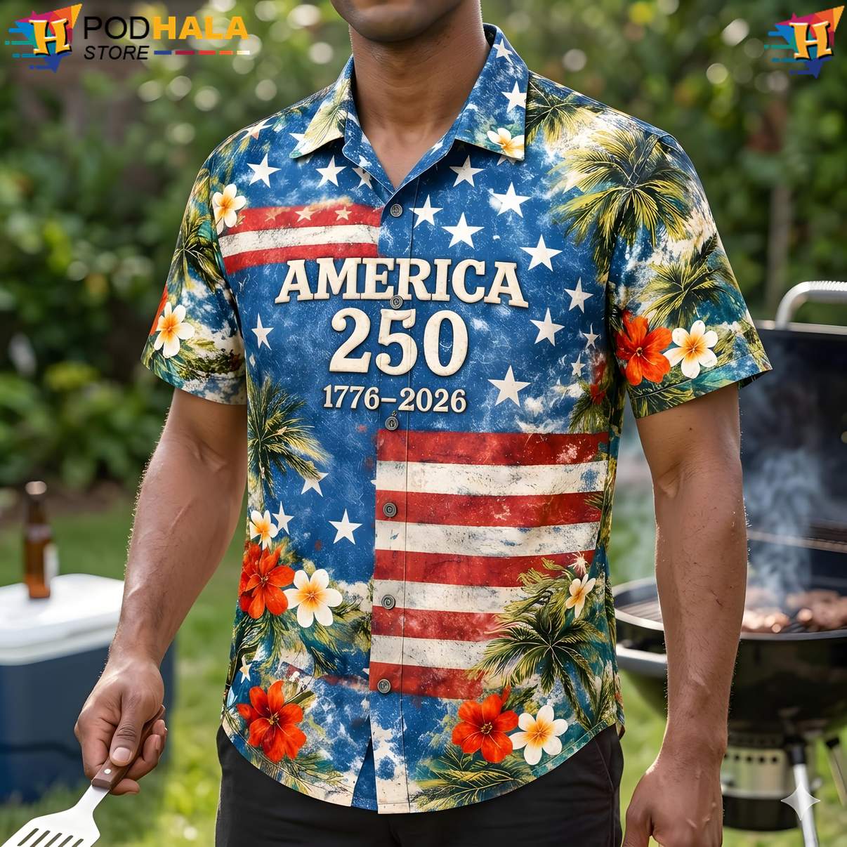 Patriotic 1776 Aloha Shirt US 250th Anniversary American Flag Mens Top Patriotic 1776 Aloha Shirt US 250th Anniversary American Flag Mens Top