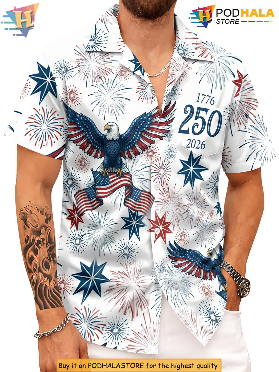 Patriotic 1776 To 2026 America Hawaiian Shirt Independence Day Fan Apparel