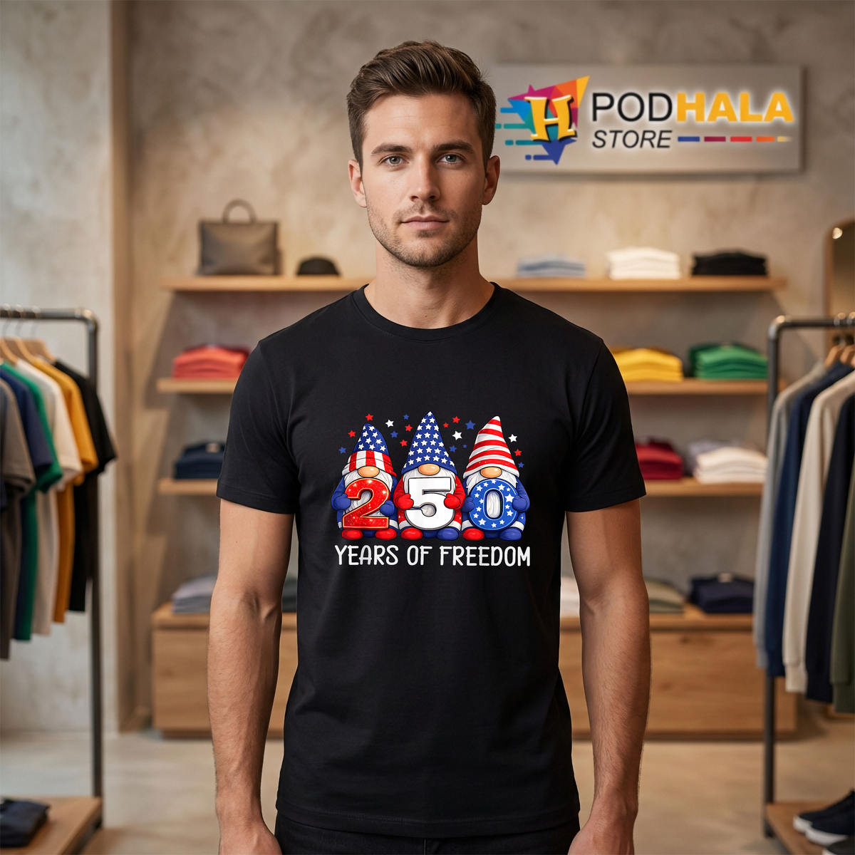 Patriotic 4th July Gnome 250th Anniversary Shirt 2026 USA Celebration Apparel