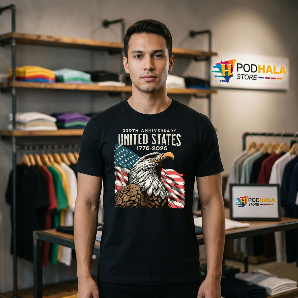 Patriotic 4th Of July US Flag Shirt 2026 USA 250th Anniversary Celebration