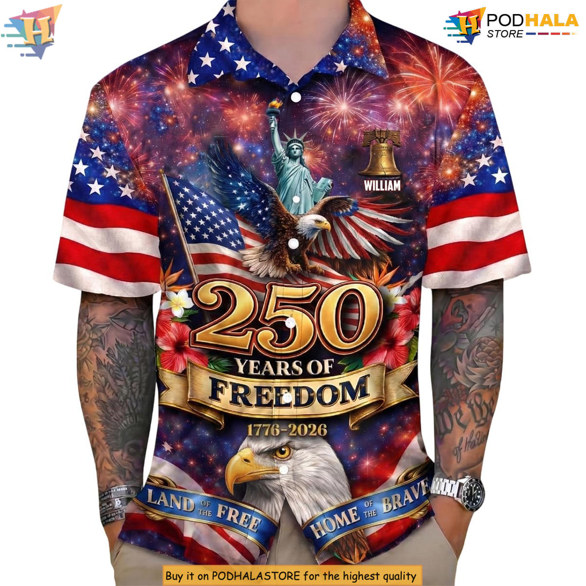 Patriotic American Eagle Flag Hawaiian Shirt 2026 250th Anniversary Apparel