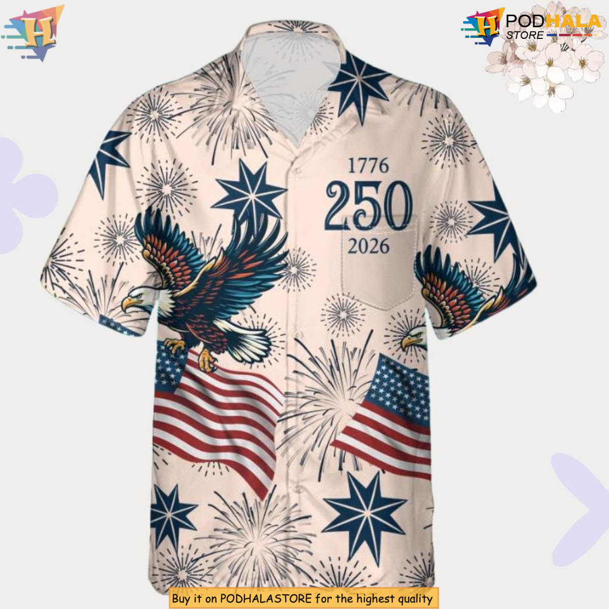 Patriotic American Eagle Hawaiian Shirt 2026 USA 250th Anniversary Fan Apparel