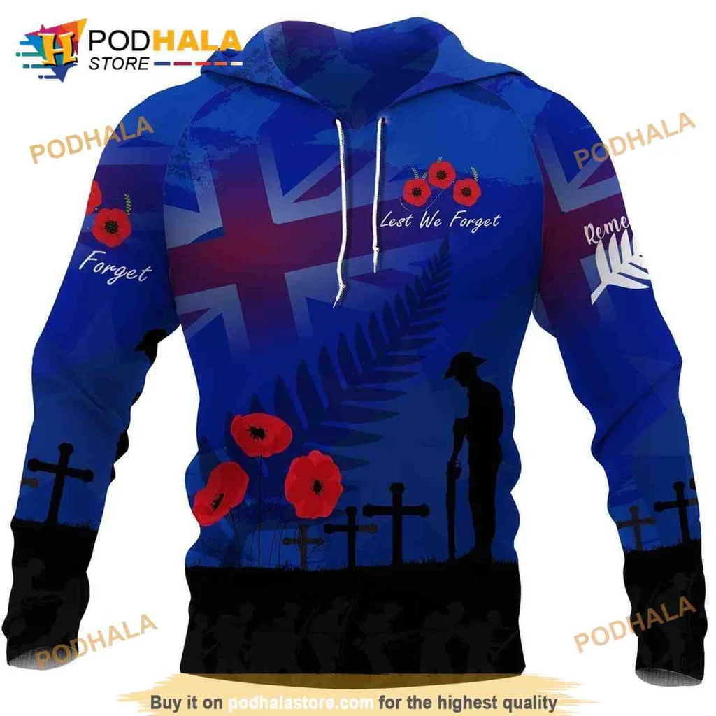 Patriotic Anzac Day Soldier 3d Hoodie With Lest We Forget Design