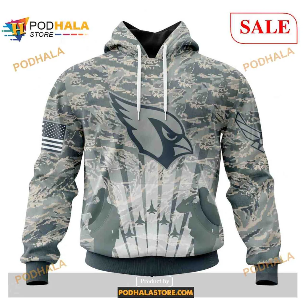 Patriotic Arizona Cardinals Military 3d Hoodie, Camouflage Design With American Flag