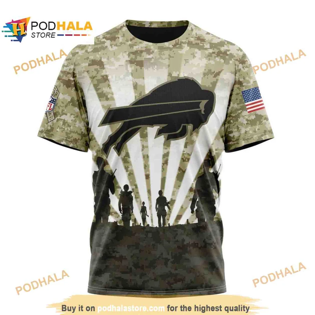 Patriotic Buffalo Bills Camouflage AOP Hoodie Featuring Soldiers And American Flag Patriotic Buffalo Bills Camouflage AOP Hoodie Featuring Soldiers And American Flag