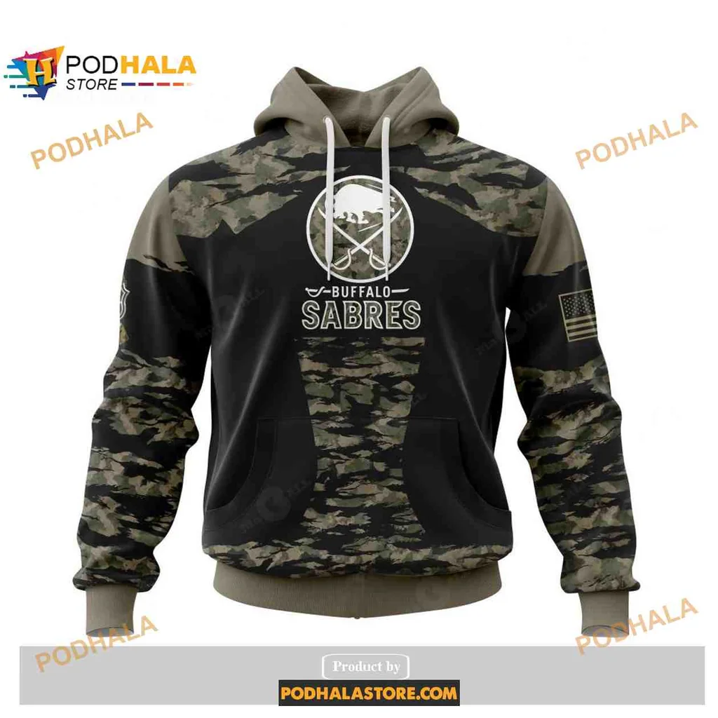 Patriotic Buffalo Sabres 3d Hoodie With Camouflage And American Flag Design