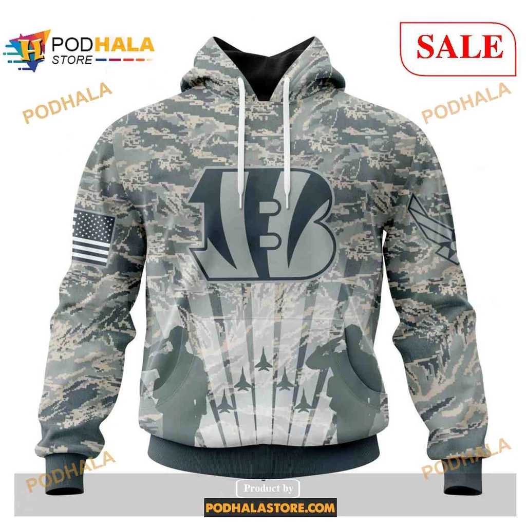 Patriotic Cincinnati Bengals 3d Hoodie Featuring Camouflage And American Flag
