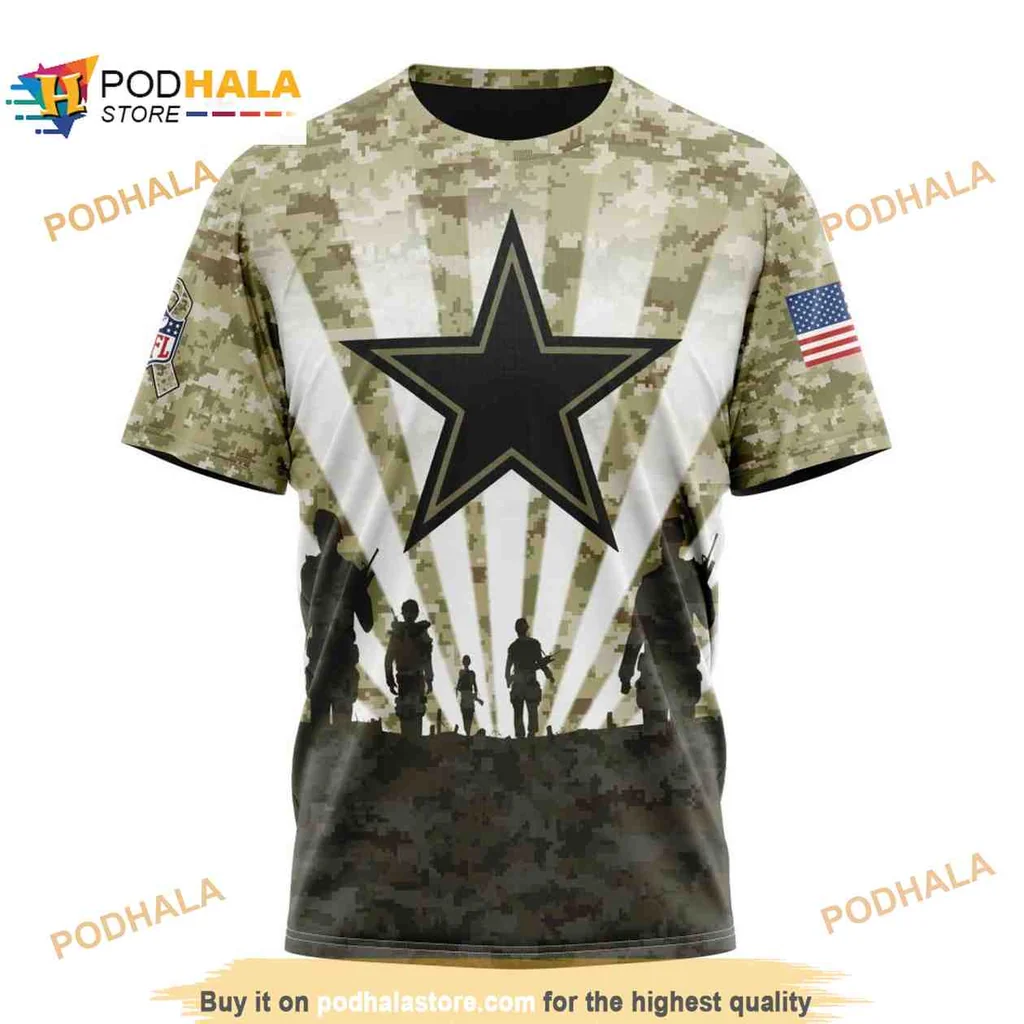 Patriotic Dallas Cowboys Military AOP Hoodie With Camouflage Design Patriotic Dallas Cowboys Military AOP Hoodie With Camouflage Design