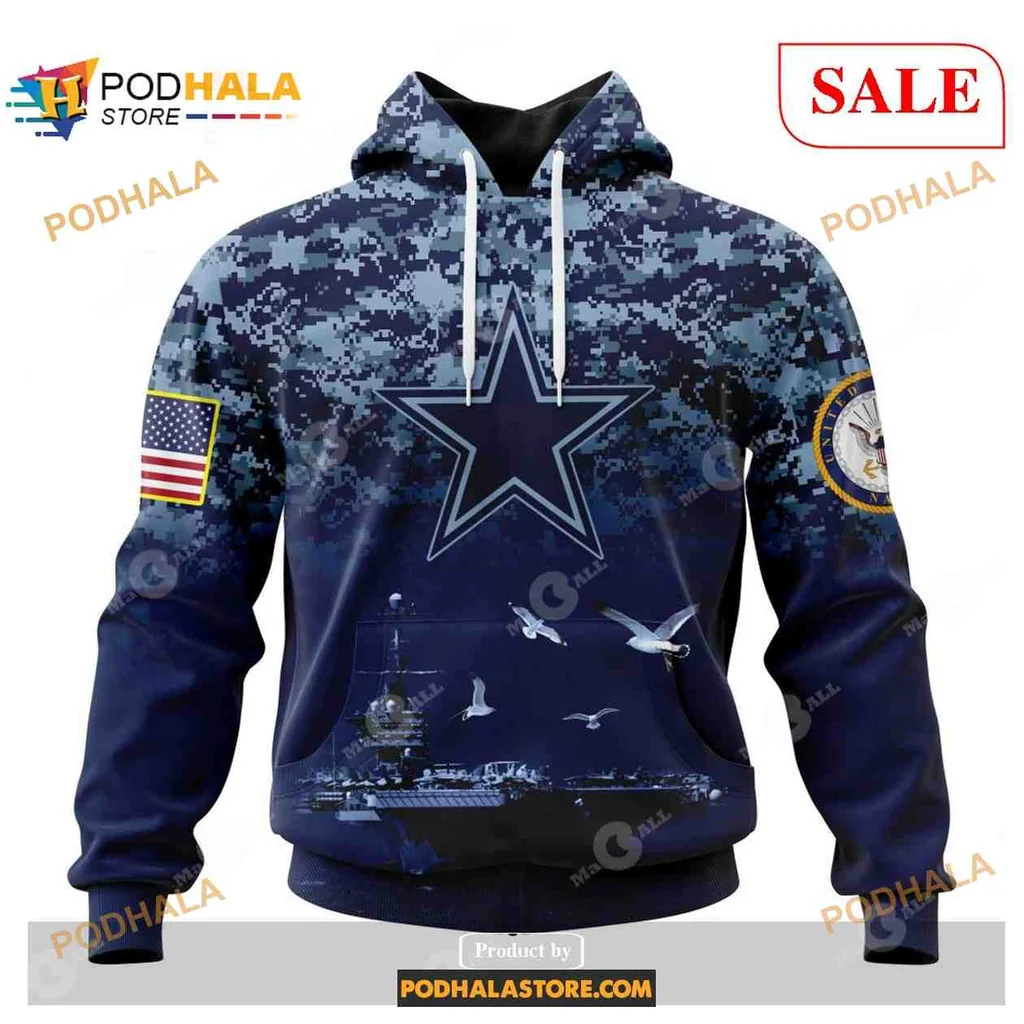 Patriotic Dallas Cowboys Veterans 3d Hoodie With Camouflage And American Flag