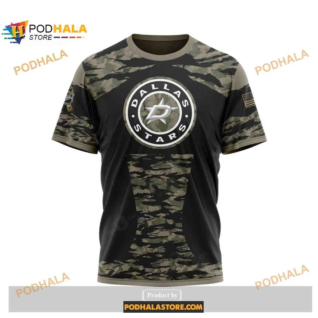 Patriotic Dallas Stars Military AOP Hoodie With Camouflage Design Patriotic Dallas Stars Military AOP Hoodie With Camouflage Design