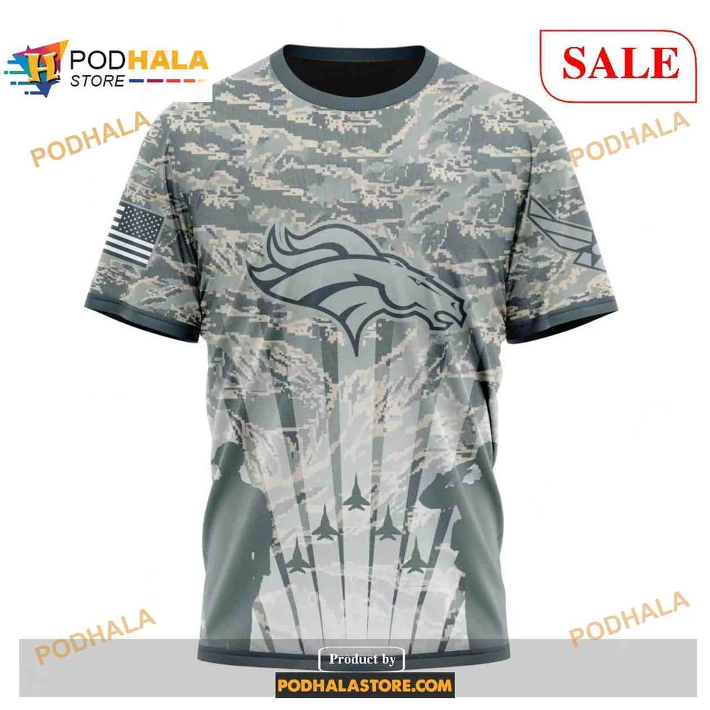 Patriotic Denver Broncos Camo Hoodie, Honor Us Air Force Veterans - View 2 Patriotic Denver Broncos Camo Hoodie, Honor Us Air Force Veterans - View 2