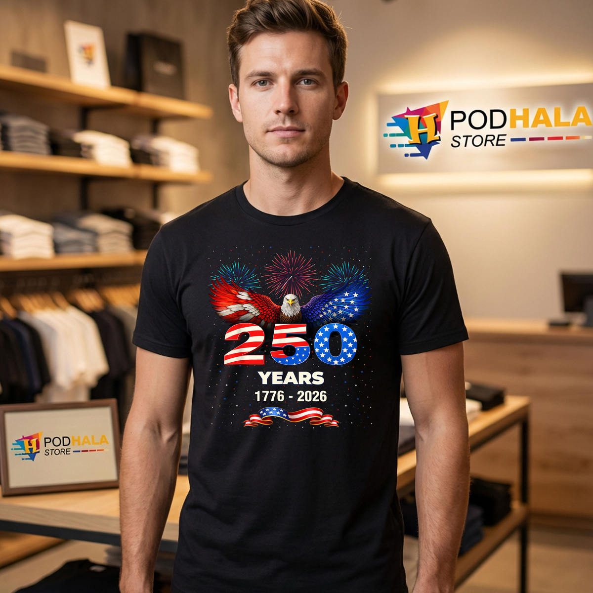 Patriotic Eagle 4th Of July 250th Shirt 2026 USA 1776 Anniversary Celebration