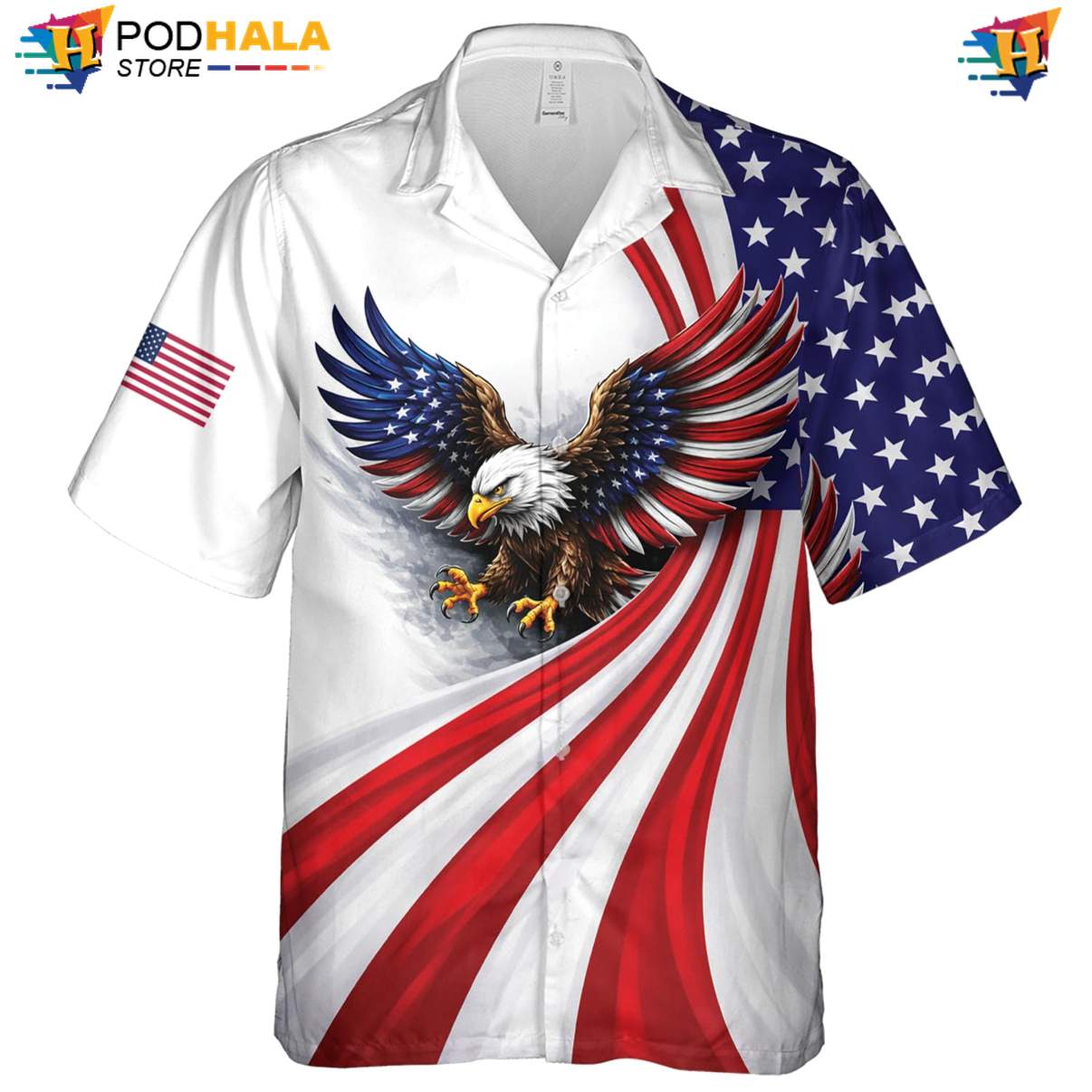 Patriotic Eagle Hawaiian Shirt, 250th Anniversary Usa Fourth Of July Button Down