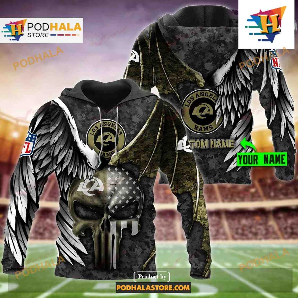 Patriotic Eagle Skull 3d Hoodie, Custom Name Design With American Flag Elements
