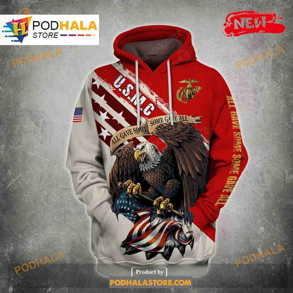Patriotic Eagle Usmc Design Hoodie, All Gave Some American Flag Theme