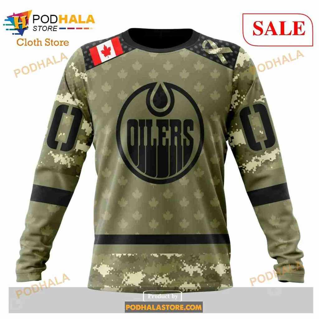 Patriotic Edmonton Oilers Camo Hoodie, Military Appreciation Sweatshirt - View 3 Patriotic Edmonton Oilers Camo Hoodie, Military Appreciation Sweatshirt - View 3
