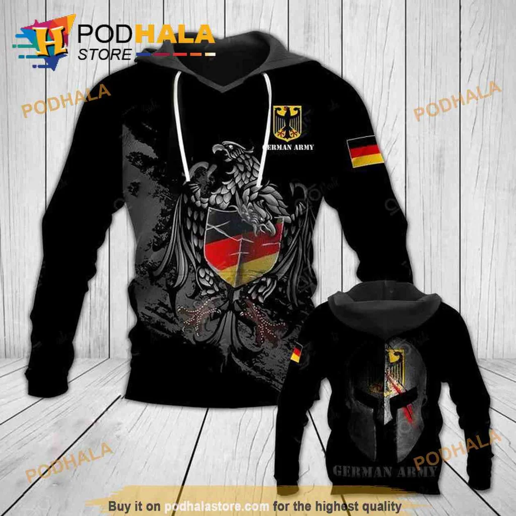 Patriotic German Eagle 3d Hoodie Featuring Fierce Eagle And German Flag Colors