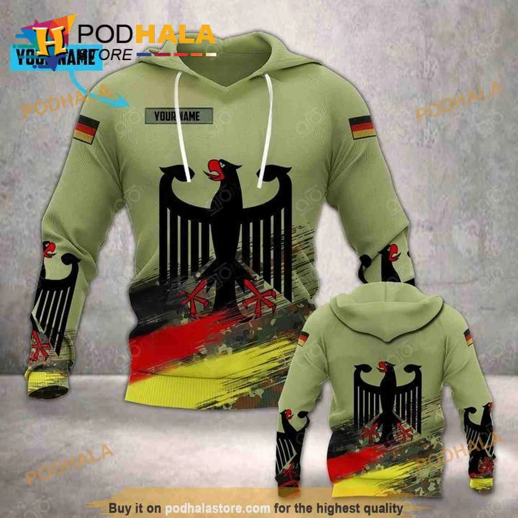 Patriotic German Eagle Camouflage 3d Hoodie Personalized With Your Name