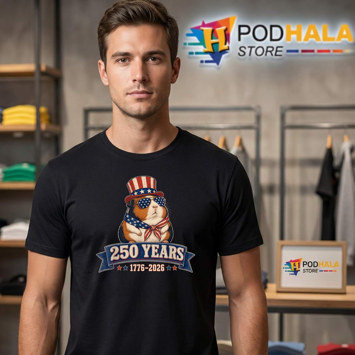 Patriotic Guinea Pig 250 Years Shirt Fourth Of July 2026 Apparel