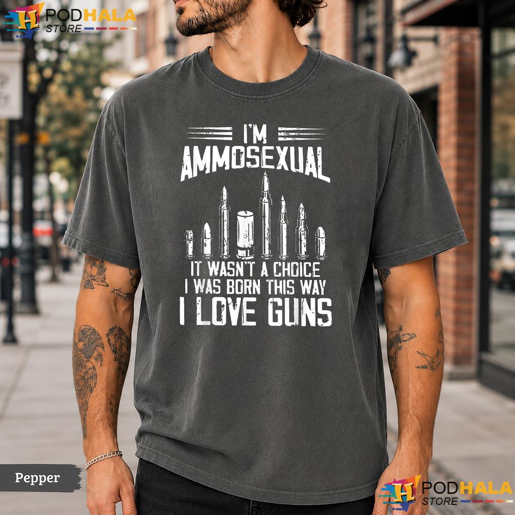 Patriotic Gun Lover Comfort Colors T-Shirt Ammosexual USA Flag Graphic Top