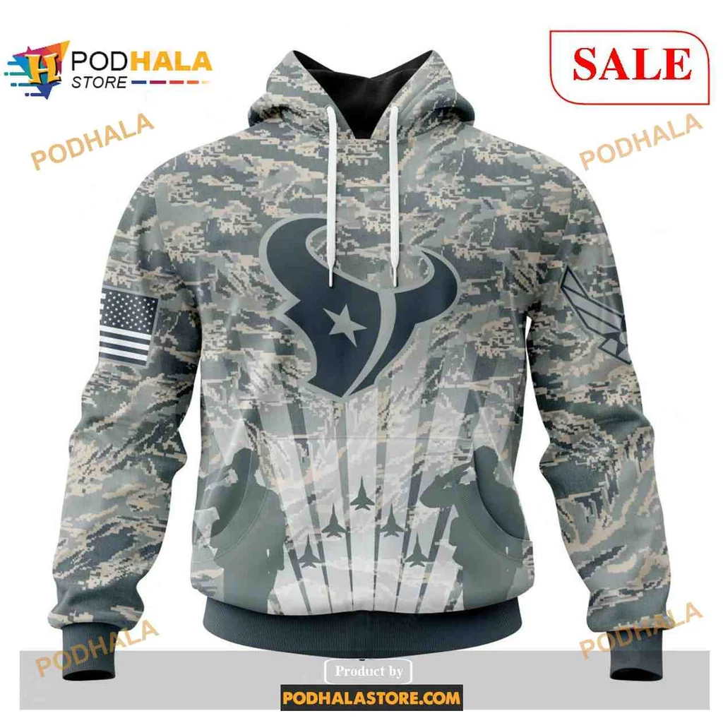 Patriotic Houston Texans Camo 3d Hoodie With American Flags And Jets