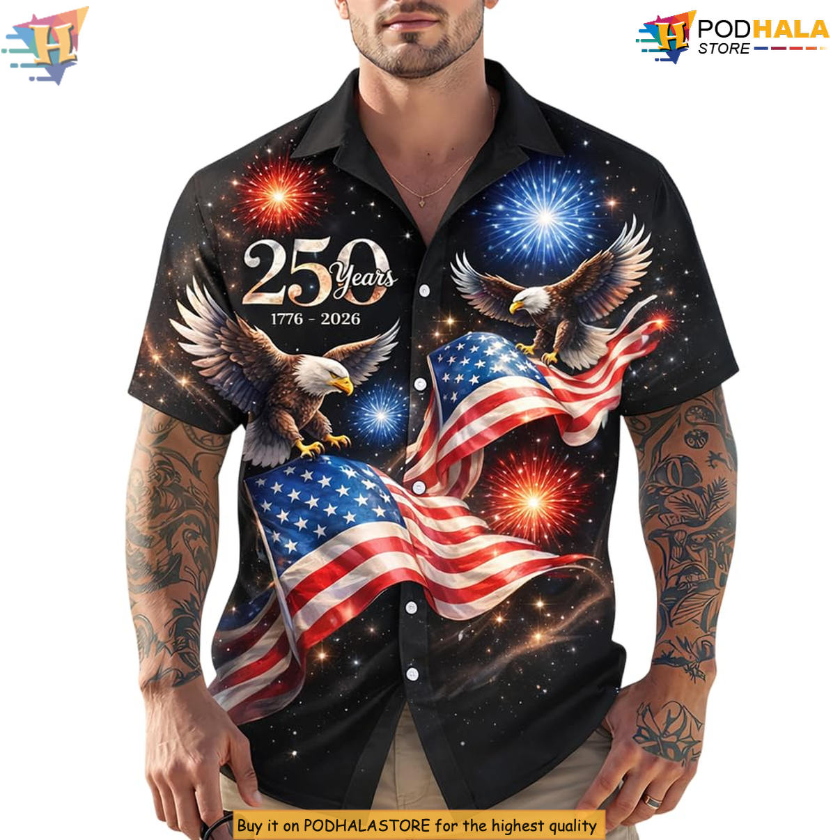 Patriotic Independence Gifts Hawaiian Shirt 2026 America 250th Fan Apparel