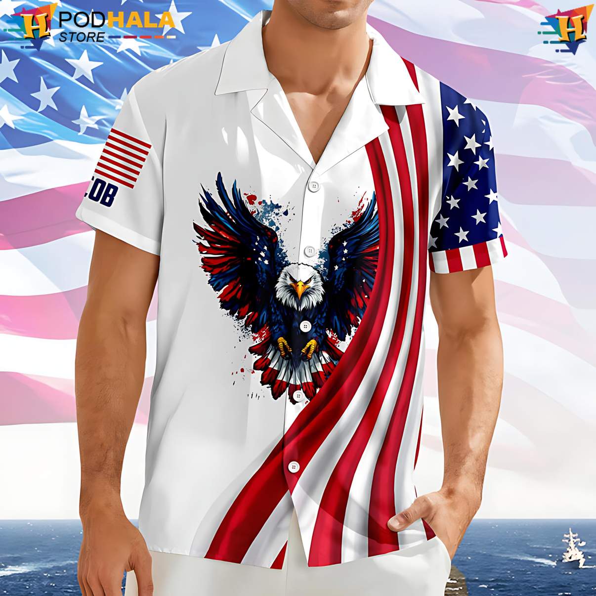 Patriotic Independence Short-sleeve button-up shirt US 250th Anniversary Flag 1776 Top Patriotic Independence Short-sleeve button-up shirt US 250th Anniversary Flag 1776 Top