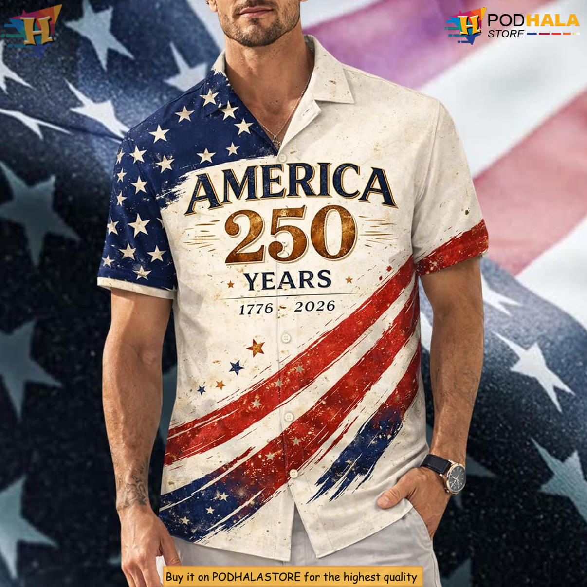 Patriotic Independence USA Hawaiian Shirt 2026 Celebration 250th Fan Apparel