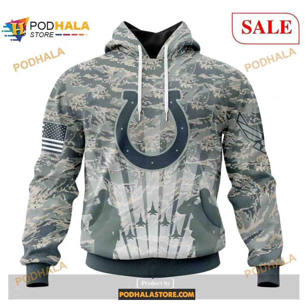 Patriotic Indianapolis Colts Military 3d Hoodie With Air Force Design