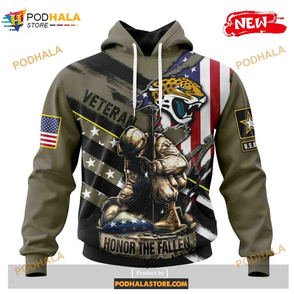 Patriotic Kneeling Soldier 3d Hoodie With Jacksonville Jaguars Logo