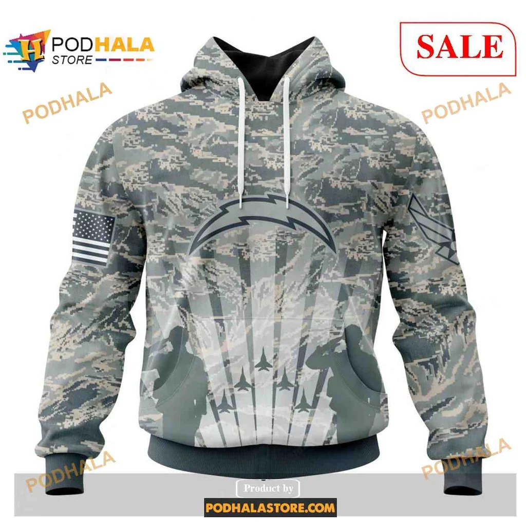 Patriotic Los Angeles Chargers Military 3d Hoodie, Honor Us Air Force Veterans