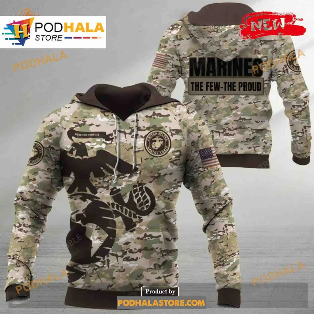 Patriotic Marine Corps 3d Hoodie, The Few The Proud Sweatshirt