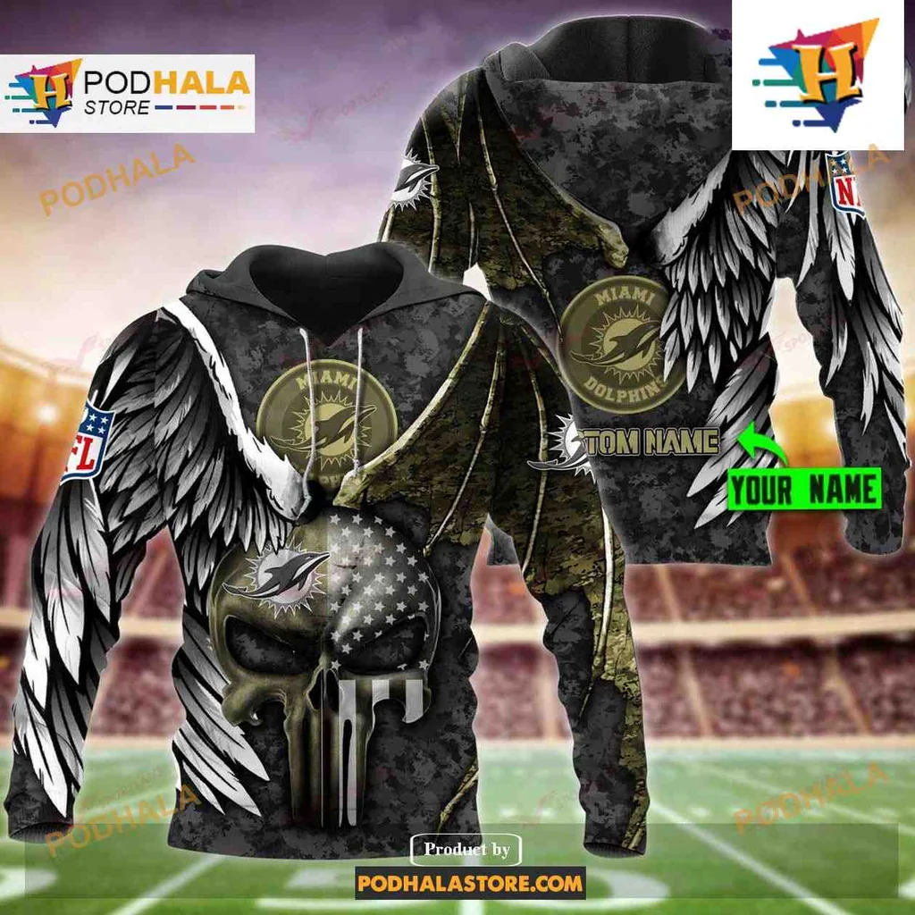 Patriotic Miami Dolphins Eagle Skull 3d Hoodie With Bold Design