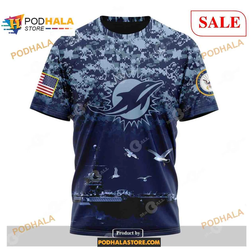 Patriotic Miami Dolphins Navy AOP Hoodie Featuring Military Elements Patriotic Miami Dolphins Navy AOP Hoodie Featuring Military Elements