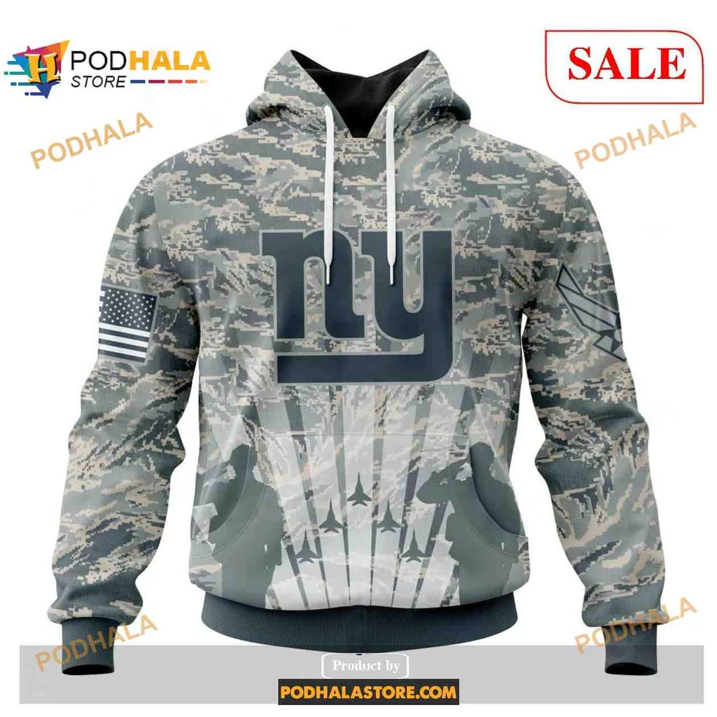 Patriotic New York Giants Military Hoodie Honor Us Air Force Veterans 3d
