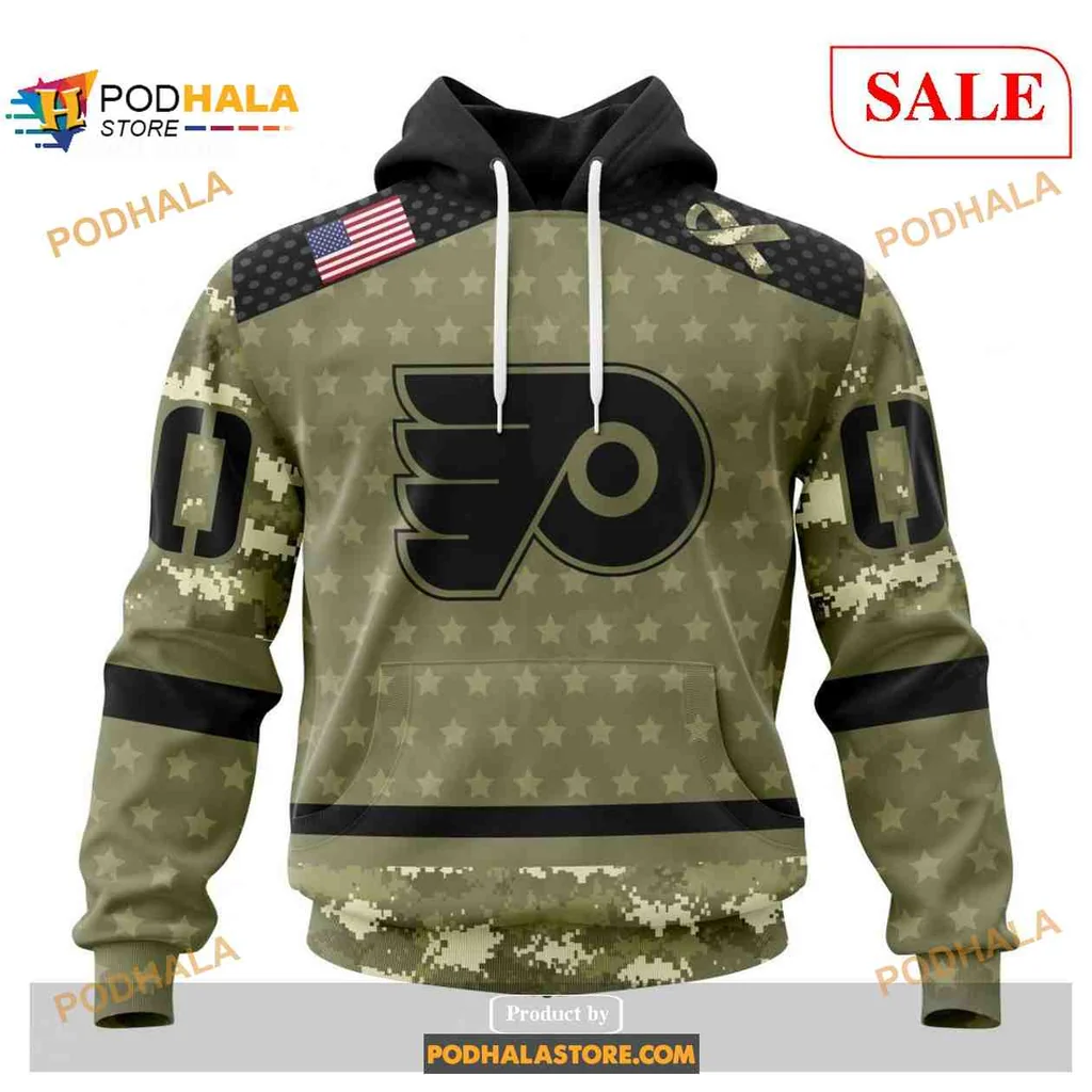Patriotic Philadelphia Flyers Camo 3d Hoodie With Military Design