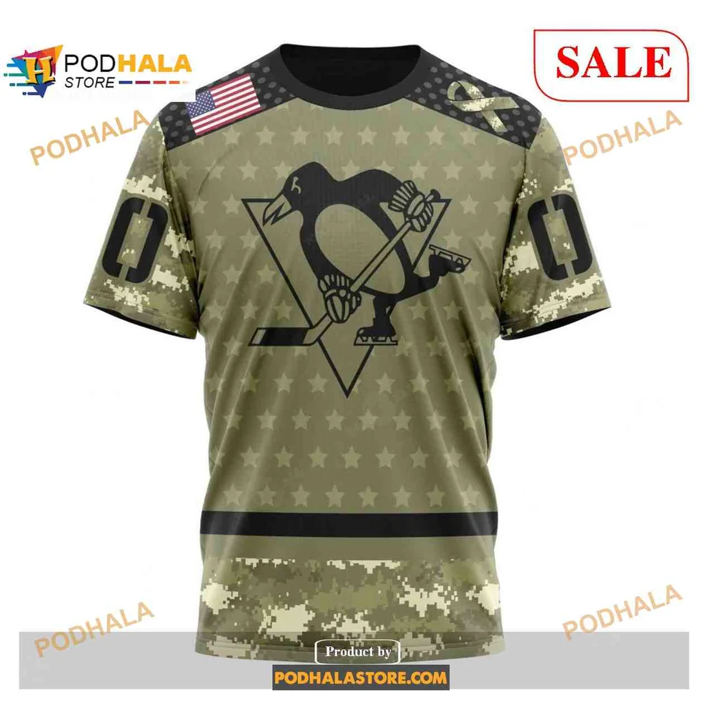 Patriotic Pittsburgh Penguins AOP Hoodie With Camo Design And Military Theme Patriotic Pittsburgh Penguins AOP Hoodie With Camo Design And Military Theme