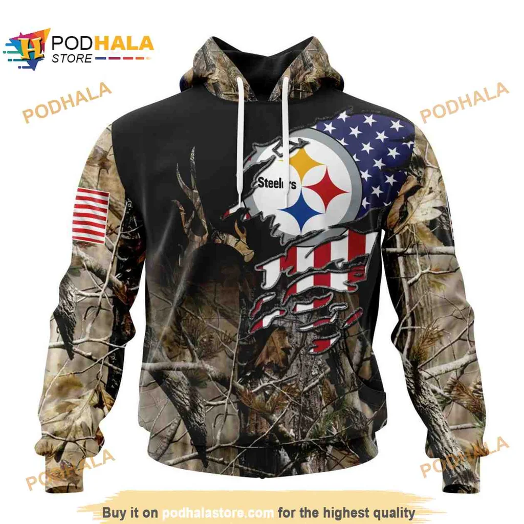 Patriotic Pittsburgh Steelers Camo 3d Hoodie With Realtree Design