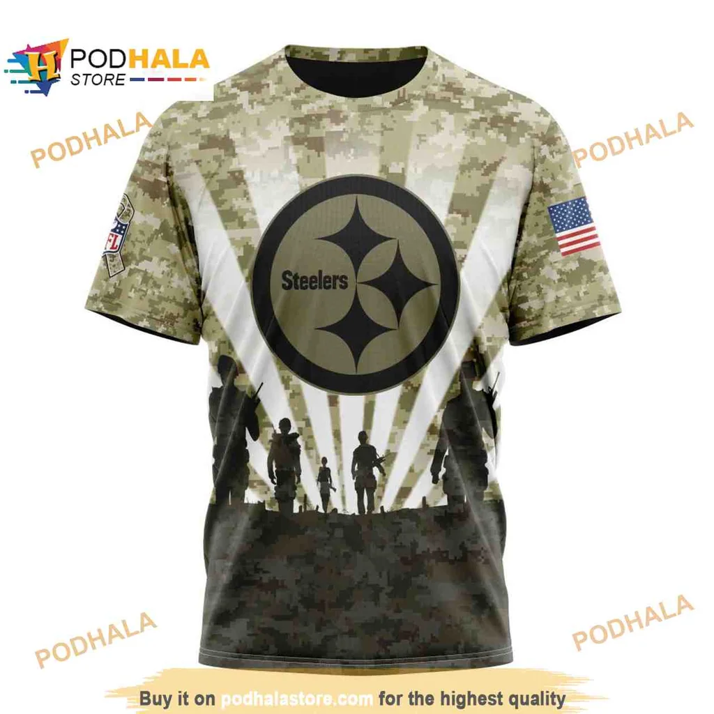 Patriotic Pittsburgh Steelers Veterans AOP Hoodie With Camouflage Design Patriotic Pittsburgh Steelers Veterans AOP Hoodie With Camouflage Design