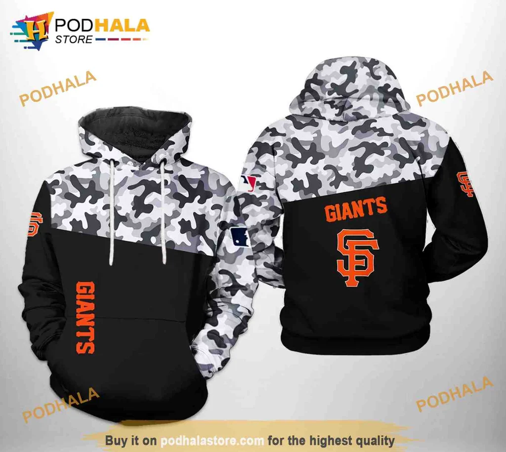 Patriotic San Francisco Giants Camouflage 3d Hoodie With Bold Orange Design