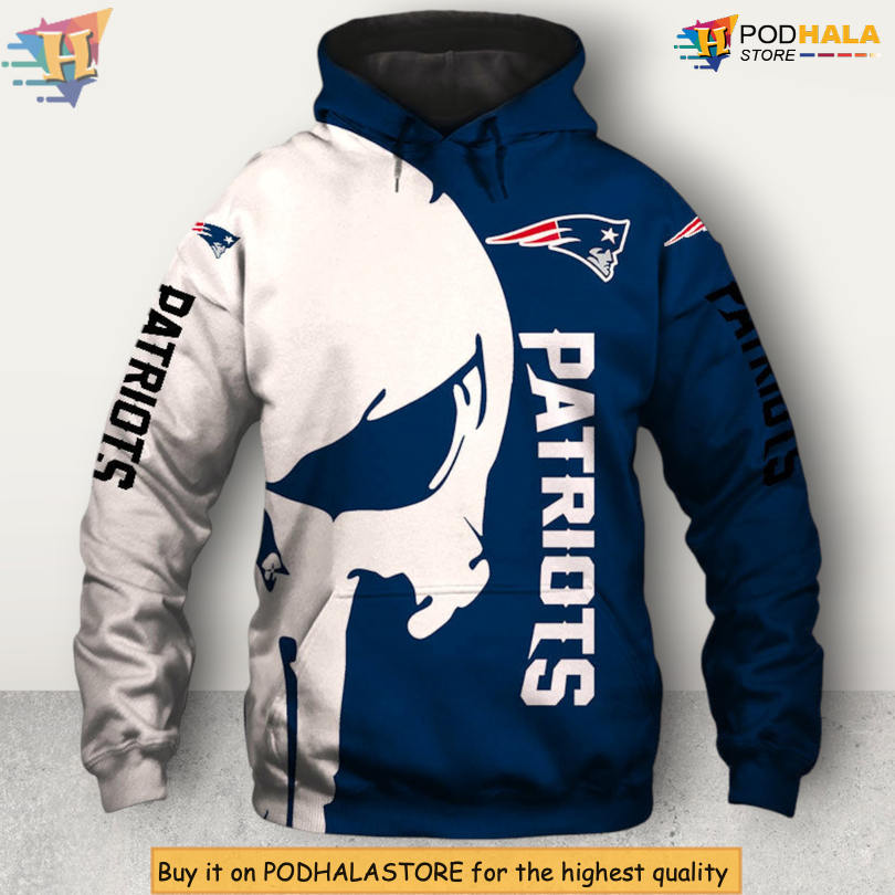 Patriotic Skull Artwork New England Patriots Hoodie Men Fan Printed Gift Design