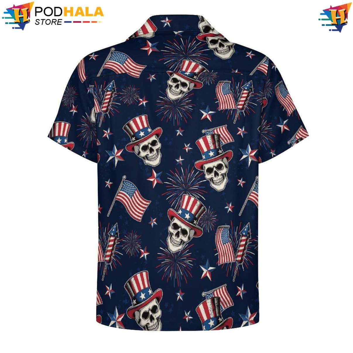 Patriotic Skull Short-sleeve button-up shirt Mens Short Sleeve Cuban Collar Button Down Patriotic Skull Short-sleeve button-up shirt Mens Short Sleeve Cuban Collar Button Down
