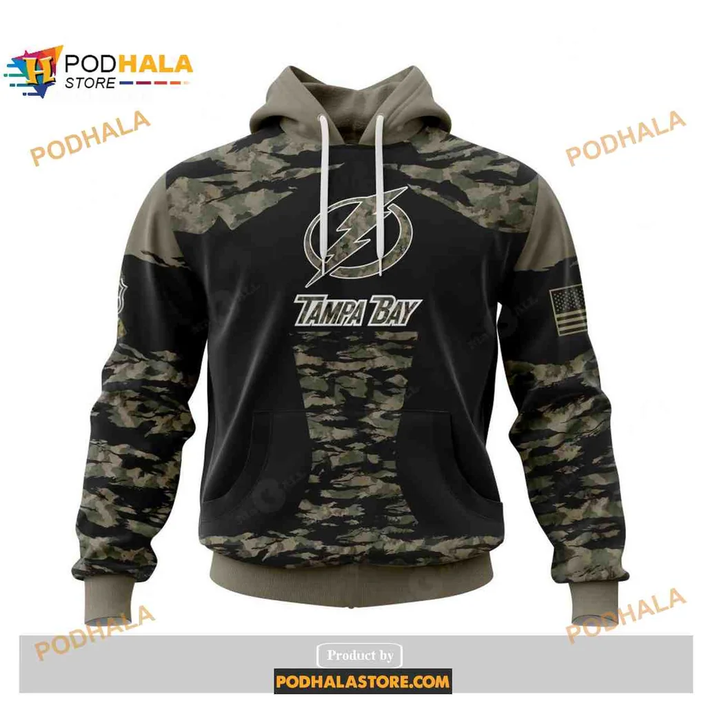 Patriotic Tampa Bay Lightning 3d Hoodie With Camouflage And American Flag